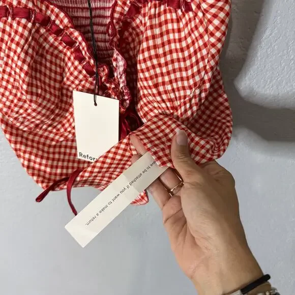 Red Gingham Spaghetti Strap Top - Picture 7 of 10